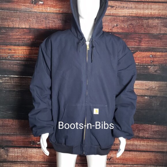 Carhartt Jacket Coat 4XL Tall J140 Firm Duck Quilted Flannel Lined Navy - Picture 3 of 6